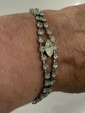 Classic Silver-Tone Marquise & Round Crystal Tennis Bracelet - Silver